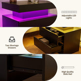 DobleCliCli LED End Table Set of 2, Modern Bedside Table with Storage, 20.5" Tall End Tables Bedroom Set of 2 with 2 Drawers, LED Furniture for Bedroom, Living Room, and Playroom, Black DobleCliCli