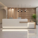 Reception Desk - Modern Front Desk, Checkout Counter, Retail Counter with Hidden Lighting, Customizable Logo, No Assembly Required, Perfect for Professional Spaces (84") ZGNBSD