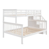 Ball & Cast Twin Over Full Bunk Bed with Storage Ladder and Full-Length Guardrails,Wooden Bunkbed w/Slat Support & into Two Individual Beds,Bedframe Furniture for Student Dorms,Guest Rooms,White Ball & Cast
