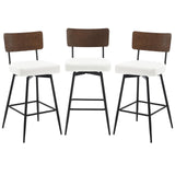 Bekrvio Counter Height Swivel Bar Stools Set of 3, Upholstered Faux Leather Barstools with Wood Backs and Metal Legs, 26" Seat Height Counter Bar Stool for Kitchen Island, White Bekrvio