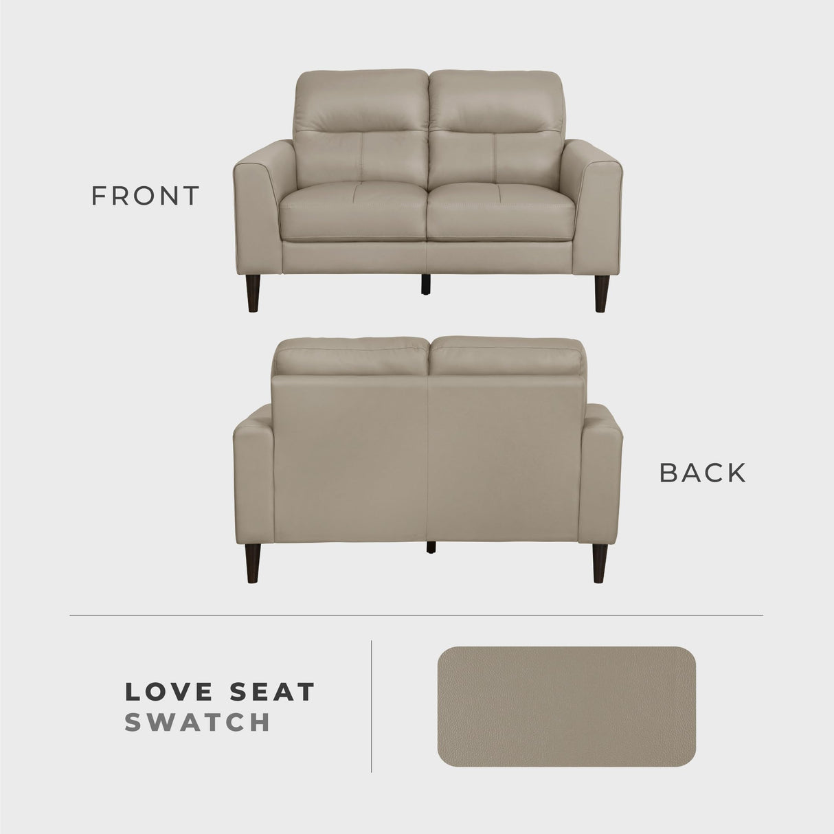 Lexicon Leather Loveseat Sofa, Modern Couch Sofa, Oversized Loveseat, Top Grain Leather Sofas for Living Room, Bedroom, Office, Apartment, Waiting Room, 2-Seater Loveseat, Latte Lexicon