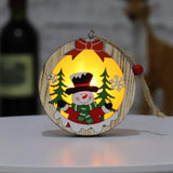 Amosfun 3pcs LED Light Up Christmas Wooden Ornaments Wood Round Shapes with Reindeer Snowman Santa Claus Pattern Hanging Christmas Tree Decoration Christmas Night Lights Amosfun