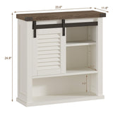 ChooChoo Bathroom Wall Cabinet, Medicine Cabinets for Bathroom with Sliding Barn Door, Decorative Farmhouse Wall Cabinet with Adjustable Shelves Space Saver, Farmhouse White ChooChoo