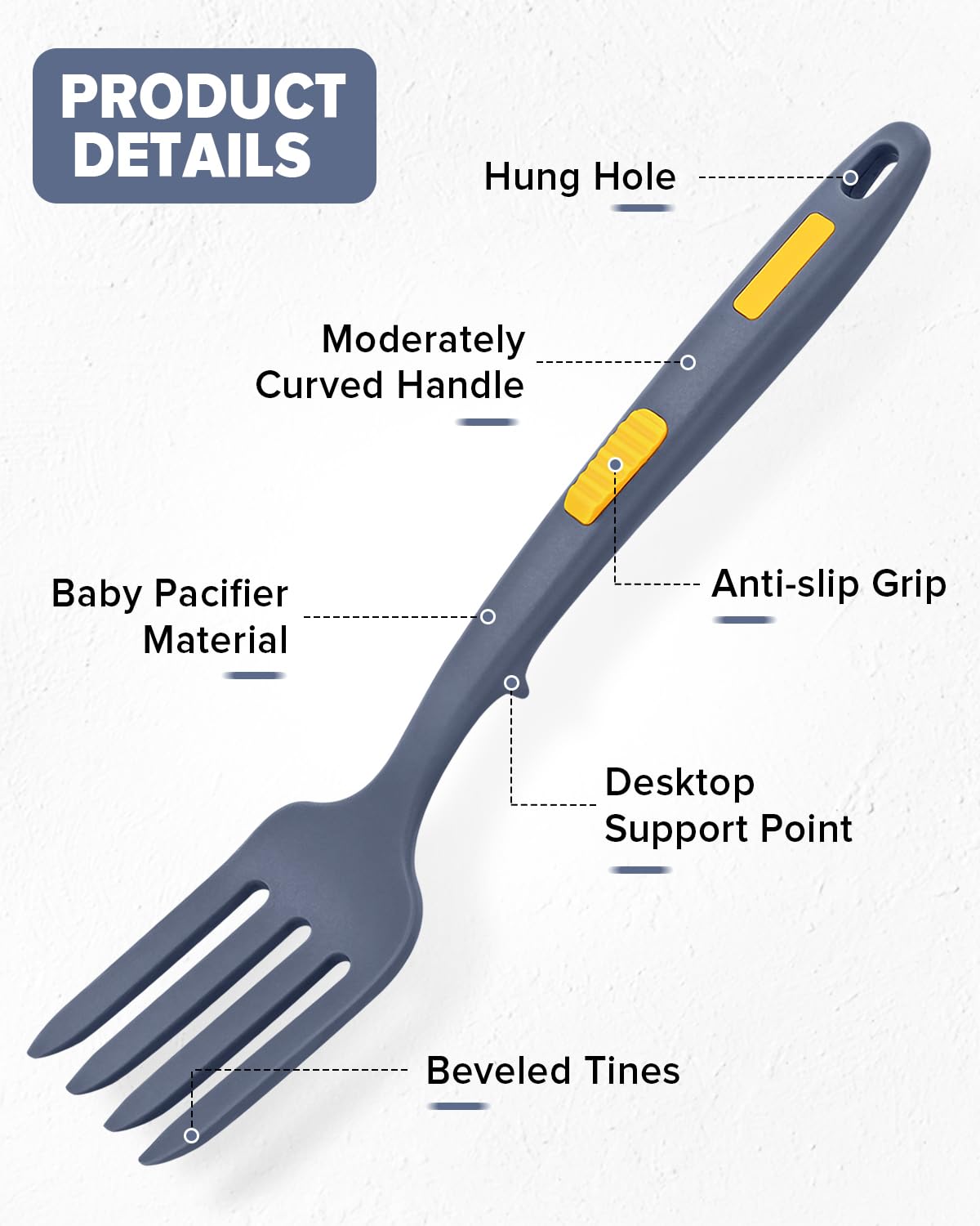 Silicone Flexible Fork, 11.6 Inch Heat Resistant Cooking Fork, Large Non Stick Fork for Mix Ingredients, Mash Food, Whisk Eggs (GT) DaiRen Kitchen