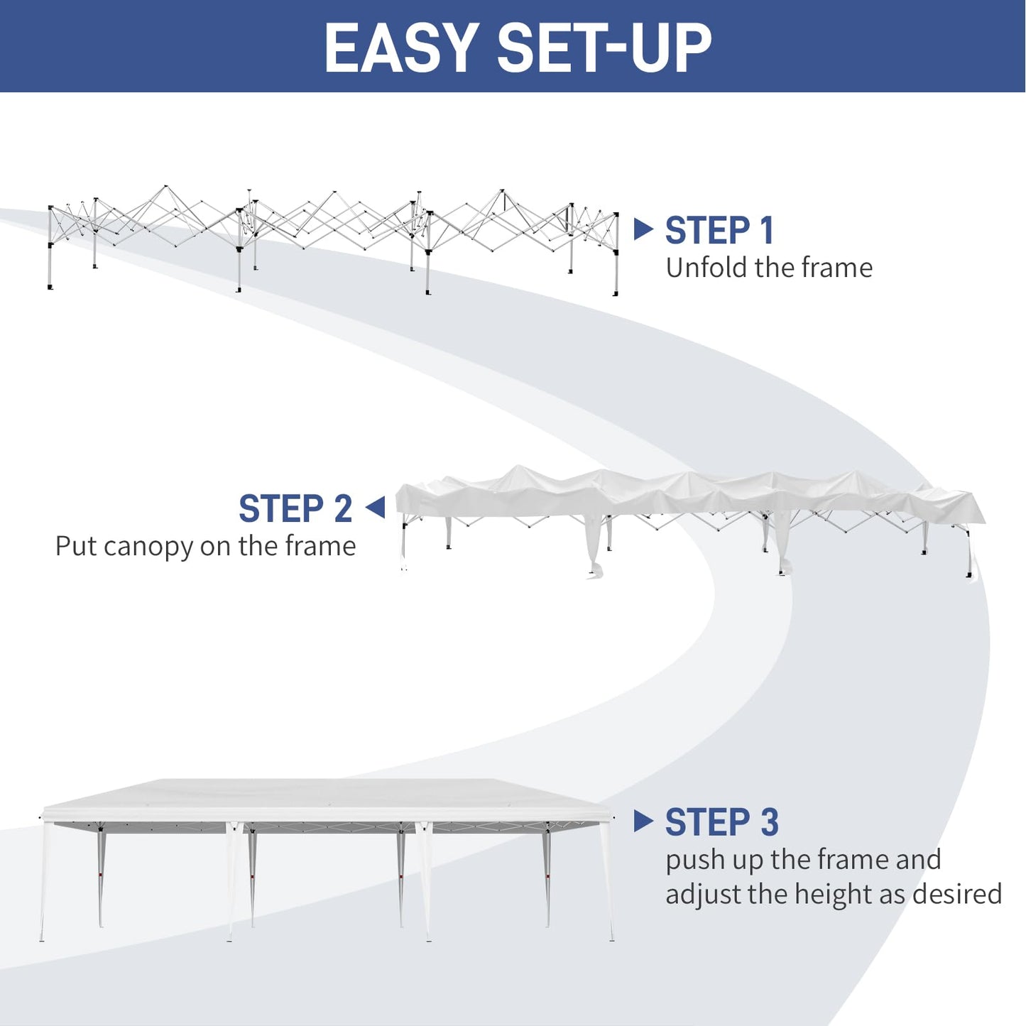 10x30 Pop Up White Canopy Outdoor Tent Party Tent with no Sidewalls, Wedding Party Tent Outdoor Canopy Waterproof UV50 Canopy Tent Event Shelter for Parties, 8 pcs Weight Bag,Carry Bag - WoodArtSupply