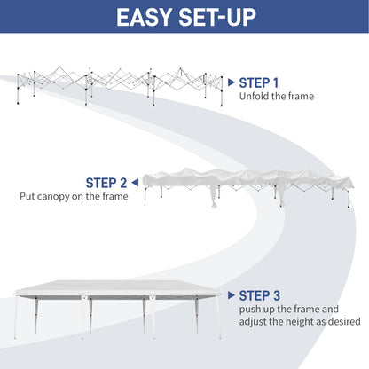 10x30 Pop Up White Canopy Outdoor Tent Party Tent with no Sidewalls, Wedding Party Tent Outdoor Canopy Waterproof UV50 Canopy Tent Event Shelter for Parties, 8 pcs Weight Bag,Carry Bag - WoodArtSupply