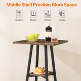 HOOBRO Rustic Brown 2-Tier High Top Pub Table with Storage and Easy Assembly HOOBRO