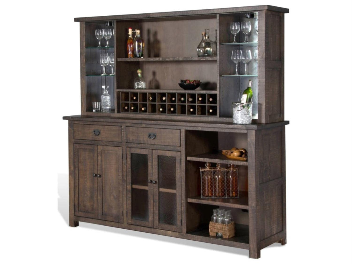 Sunny Designs Homestead 80" Transitional Wood Hutch and Buffet in Tobacco Leaf Sunny Designs