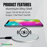 INNOSUB USA Sublimation Wireless Charger [Pack of 10] LED Pad – Blank Wireless Charger for Sublimation and Customization – Black 10W Fast ChargePad Compatible with iPhone, Samsung, QI-Enabled Devices INNOSUB
