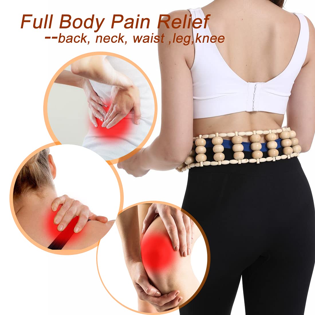 Wood Back Massage Roller Rope, Wood Therapy Cellulite Self Massage Tools for Back Neck Leg Pain Relief Na.c health