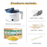 Beeswax Candle Making Kit with Electric Wax Melter for Adult, 5lbs Beeswax for Candle Making and DIY Art&Craft, Including Wax Melting Pot, Wax, Cotton Wick, Wick Stickers KQU
