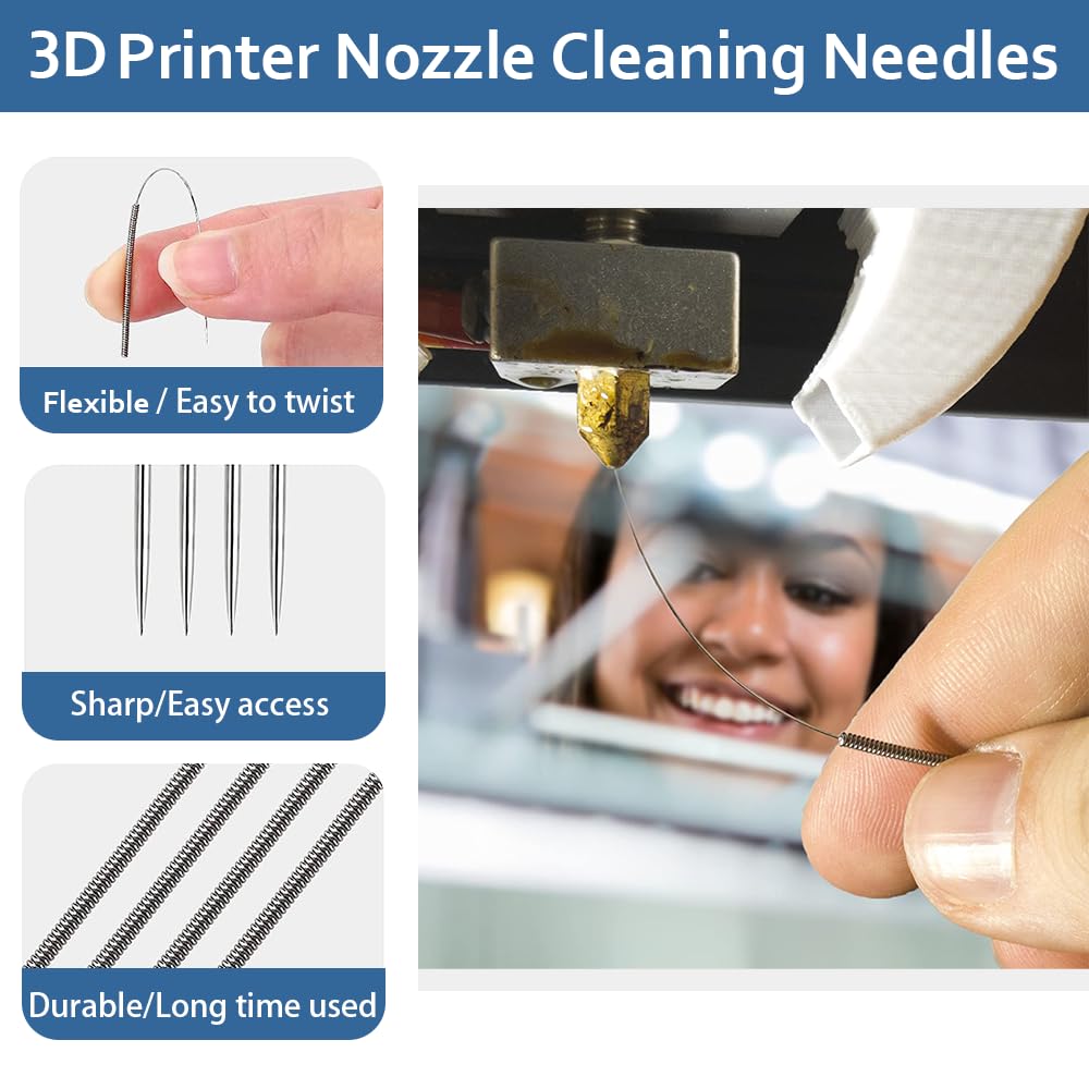 3D Printer Nozzles Cleaning Kit, 26 PCS 3D Printing Accessories Includes Nozzle Cleaning Pins, Tweezers, Cleaning Copper Wire Brushes, Wrench Tool Suitable for 3D Print Nozzles Cleaning - WoodArtSupply