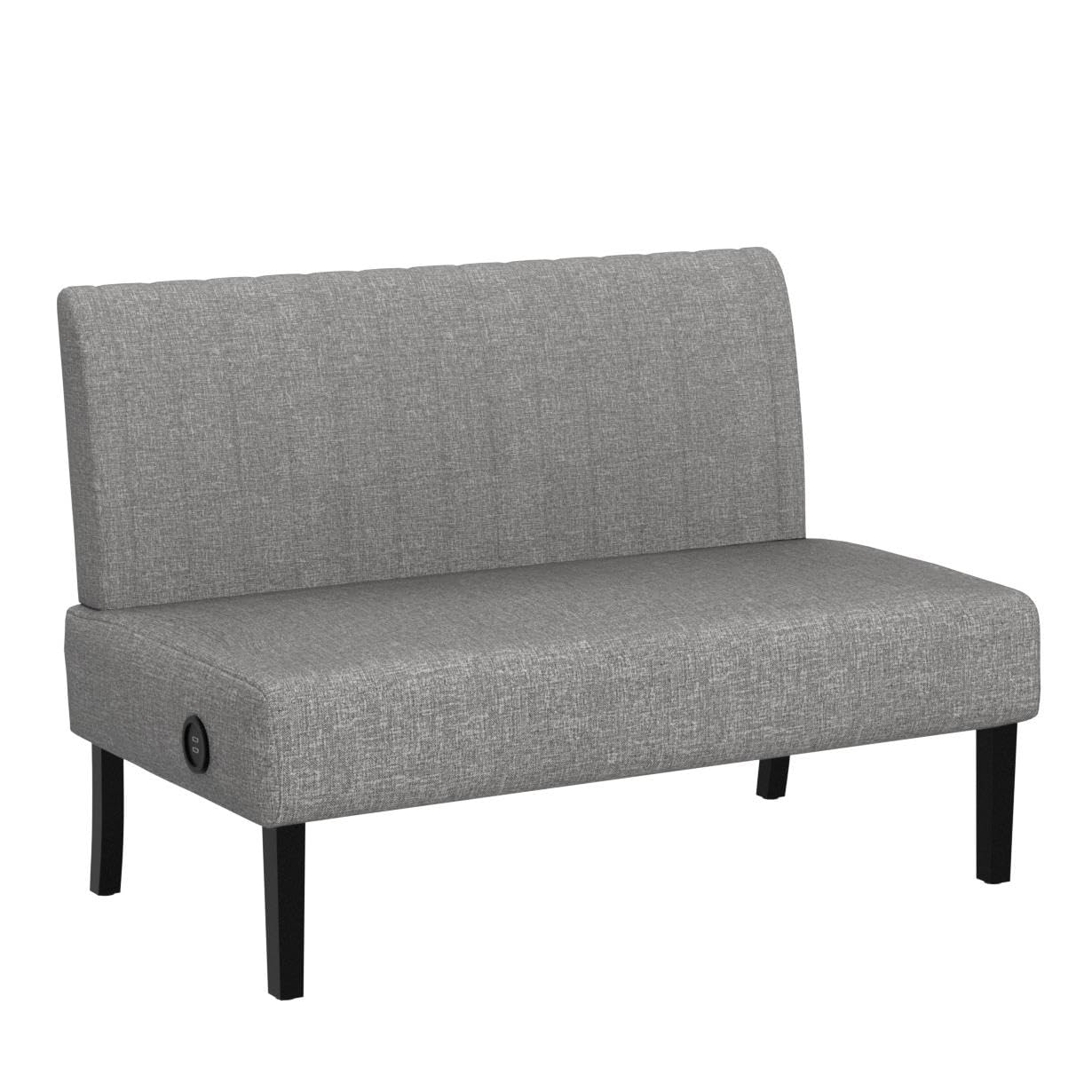 STHOUYN Mini Small Comfy Couch Armless Loveseat Sofa for Bedroom with USB Port, Velvet Small Couches for Small Spaces Living Room, Apartment Office Dorm (Grey)