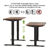 Radlove Electric Standing Desk, 48x24 Inches Height Adjustable Computer Desk Sit Stand Desk Home Office Desks with Splice Board and A Under Desk Cable Management Tray (Rustic Brown, 48 x 24'') Radlove
