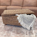 East at Main Woven Rattan Storage Coastal Coffee Table - Handwoven Natural Brown Rattan, Hidden Storage, Solid Wood Frame, 37x20x18 Inches (Natural) East at Main