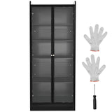 VEVOR Display Cabinet with Doors, 67 in Tall Lighted Display Case with 2 Adjustable Shelves, 5-Tier Curio Collectibles Storage Cabinet, Bookshelf Bookcase for Pantry Bedroom Living Room Office VEVOR