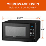 COMMERCIAL CHEF 1.4 Cubic Foot Microwave with 10 Power Levels, Small Microwave with Push Button, 1100 Watt Microwave with Digital Control Panels, Countertop Microwave with Timer, Black Commercial CHEF