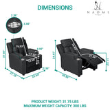 Naomi Home Sally Deluxe Kids Recliner Chair with Footrest & 2 Cup Holders, Push Back Toddler Recliner with Cup Holder, Microfiber Kids' Recliners for Age 3+, Kid Recliners for Girls Boys Black Naomi Home