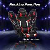CHEFJOY Massage Gaming Chair, High Back Office Computer Chair with Headrest and Lumbar Support, Racing Style Reclining Swiveling Game Chair for Home Office (Red) CHEFJOY