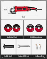 AVID POWER Angle Grinder 4-1/2 Inch 8.0 Amp 1000W Electric Grinder Tool 7-Variable-Speed Metal Grinder, 11,500 RPM, Paddle Switch with Lock-on Button, Cutting & Grinding Wheels and Side Handle AVID POWER