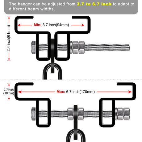 SELEWARE Heavy Duty Steel Beam Clamp, Heavy Bag Mount, Punching Bag Hanger Heavy Duty Holder for Boxing, Muay Thai and MMA Training (with Carabiner) SELEWARE