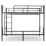QUJEON Bunk Bed,Bunk Bed Twin Over Twin for Kids Teens Adults,Metal Bed Frame with Ladders and Guardrail,Sturdy Literas Heavy Duty Metal Slats,No Spring Box Required,Black QUJEON