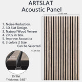 ARTSLAT 2PCS 3D Fluted Sound Absorbing | Acoustic Wood SLAT Wall Panels | Interior Design for Walls and Ceilings | 47.24 * 23.62in | 2PCS in box | Natural Walnut ARTSLAT