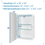IDYLLOR Bathroom Medicine Cabinet with Beveled Edge Mirrored Door 14 x 18 inch, Recessed or Surface Mount, with Adjustable Glass Shelves IDYLLOR