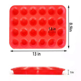 Mini Muffin &Cupcake Set, 24 Cups 2-Pieces, Nonstick Silicone Baking Pan, BPA Free and Dishwasher Safe, Great for Making Muffin Cakes, Tart, Bread (24 Cups Red,2 PCS) JEWOSTER