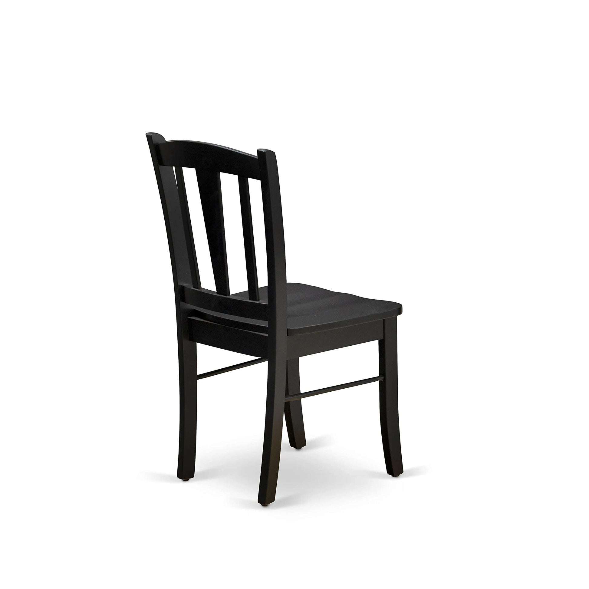 East West Furniture DLC-BLK-W Dublin Kitchen Dining Chairs - Slat Back Wood Seat Chairs, Set of 2, Black - WoodArtSupply