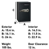 SentrySafe XX-Large Black Floor Safe with Digital Coded Keypad, Gun Safe for Handgun or Other Valuables, 2.2 Cubic Feet, T6-331 SentrySafe