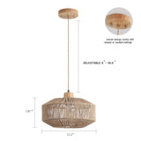 Hchunqjor Coastal Woven Pendant Light Fixture One-Light Adjustable Natural Hemp Rope Cage Pendant Lighting for Kitchen Island Sink Farmhouse Dining Room Hchunqjor