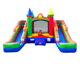 Crossover Rainbow Inflatable Bounce House with Double Inflatable Water Slides for Kids, 16.5 x 15 x 11 Foot, Bouncy House for Kids, Commercial Outdoor Party Bouncer with Blower, Stakes, Storage Bag Pogo Bounce House