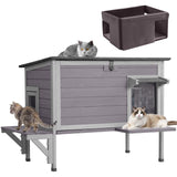 GUTINNEEN Outdoor Cat House Insulated for Winter Weatherproof Feral Cat Shelter GUTINNEEN