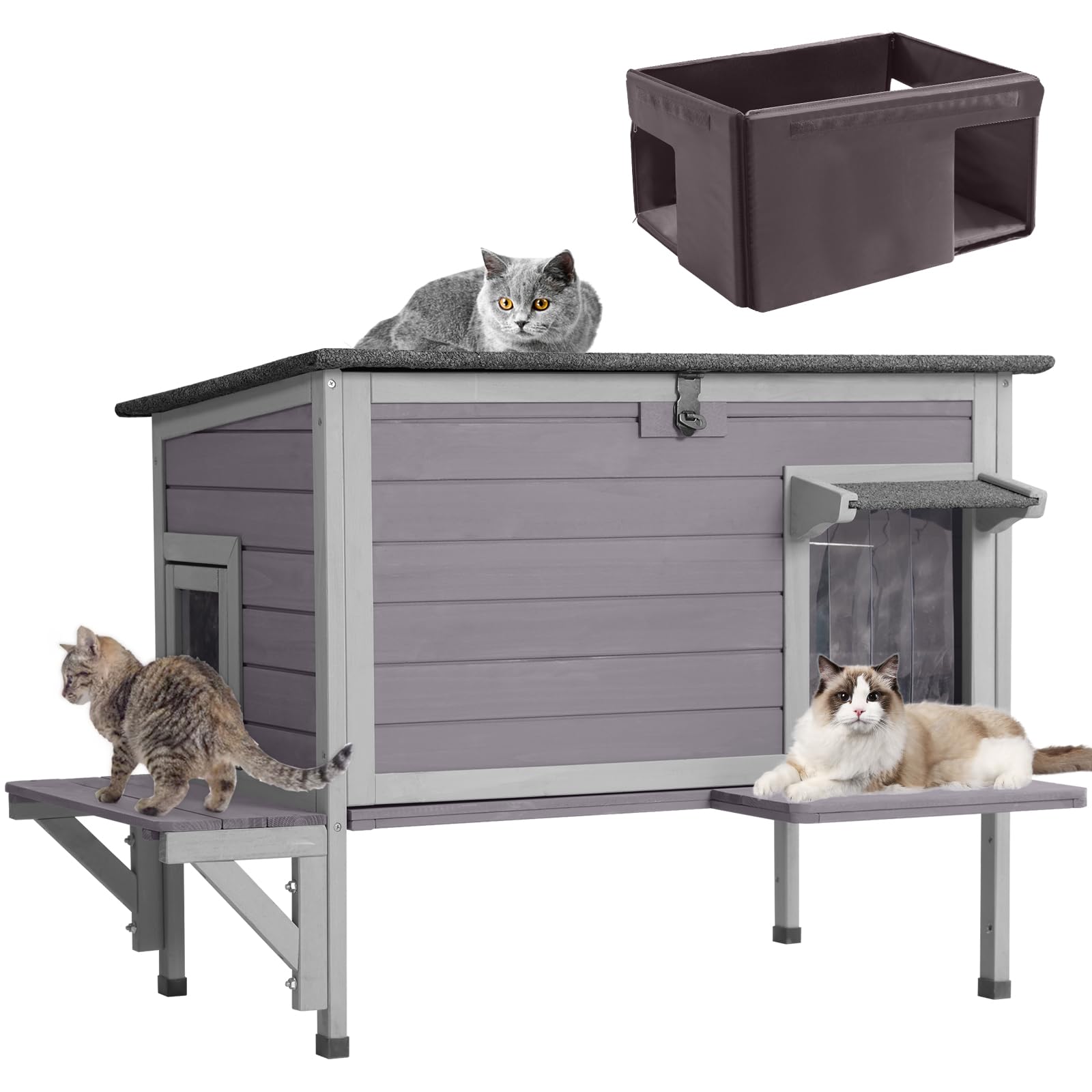 GUTINNEEN Outdoor Cat House Insulated for Winter Weatherproof Feral Cat Shelter - WoodArtSupply