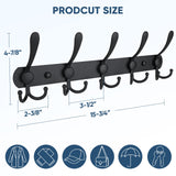 TICONN Wall Mounted Coat Rack, Five Heavy Duty Tri Hooks All Metal Construction for Jacket Coat Hat in Mudroom Entryway (Matte Black, 2-Pack) TICONN
