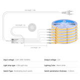 CHNMALITAI COB LED Strip Lights 12V Penetrable Wood Touch Dimmable LED Under Cabinet Light Kit with 60W Adapter 2M/6.56FT Flexible COB LED Strip for DIY Kitchen,Cabinet,Counter,Shelf,Showcase Decor CHNMALITAI
