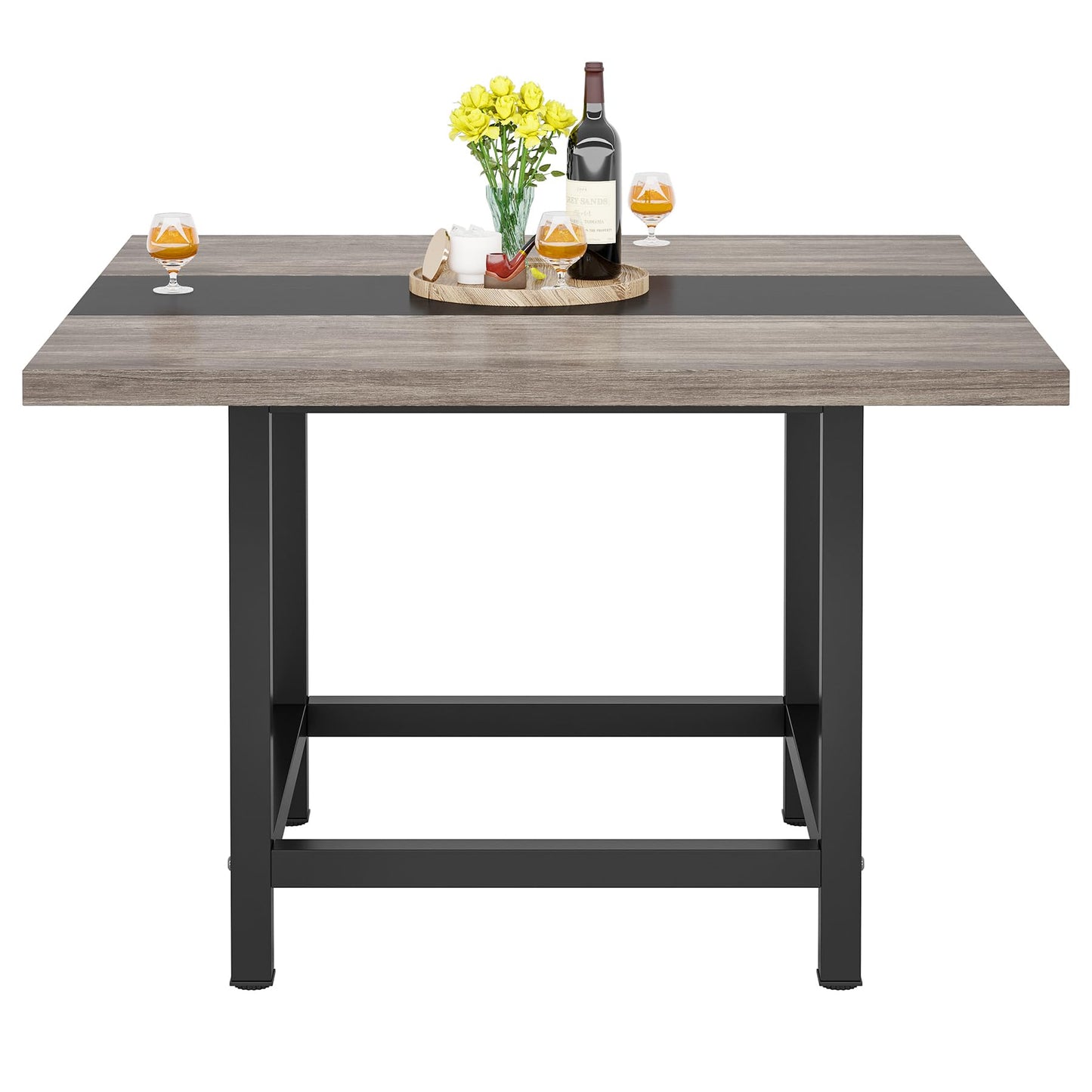 Tribesigns Square Dining Table for 4 People, Farmhouse 39.4"x 39.4"x29.5 “ inches Wooden Kitchen Table,Industrial Dinning Table Patio Table for Backyard,Dinning Room &Small Space - WoodArtSupply