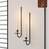 Metal Wall Candle Sconce Holder Set of 2 Wall Mount Candle Holder Pillar Holder Black Modern Wall Candle Sconces Hanging for Living Room Farmhouse Fireplace Wedding WOLAOJA