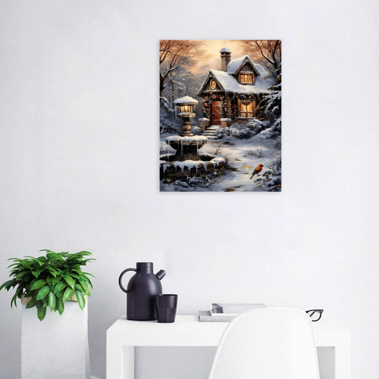 KXBAVPP Bird Snow Scene Paint by Number for Adults Beginner, Christmas 20x16 Inch DIY Adult Paint by Numbers, Winter Adults' Paint-by-Number Kits for Home Wall Decor KXBAVPP