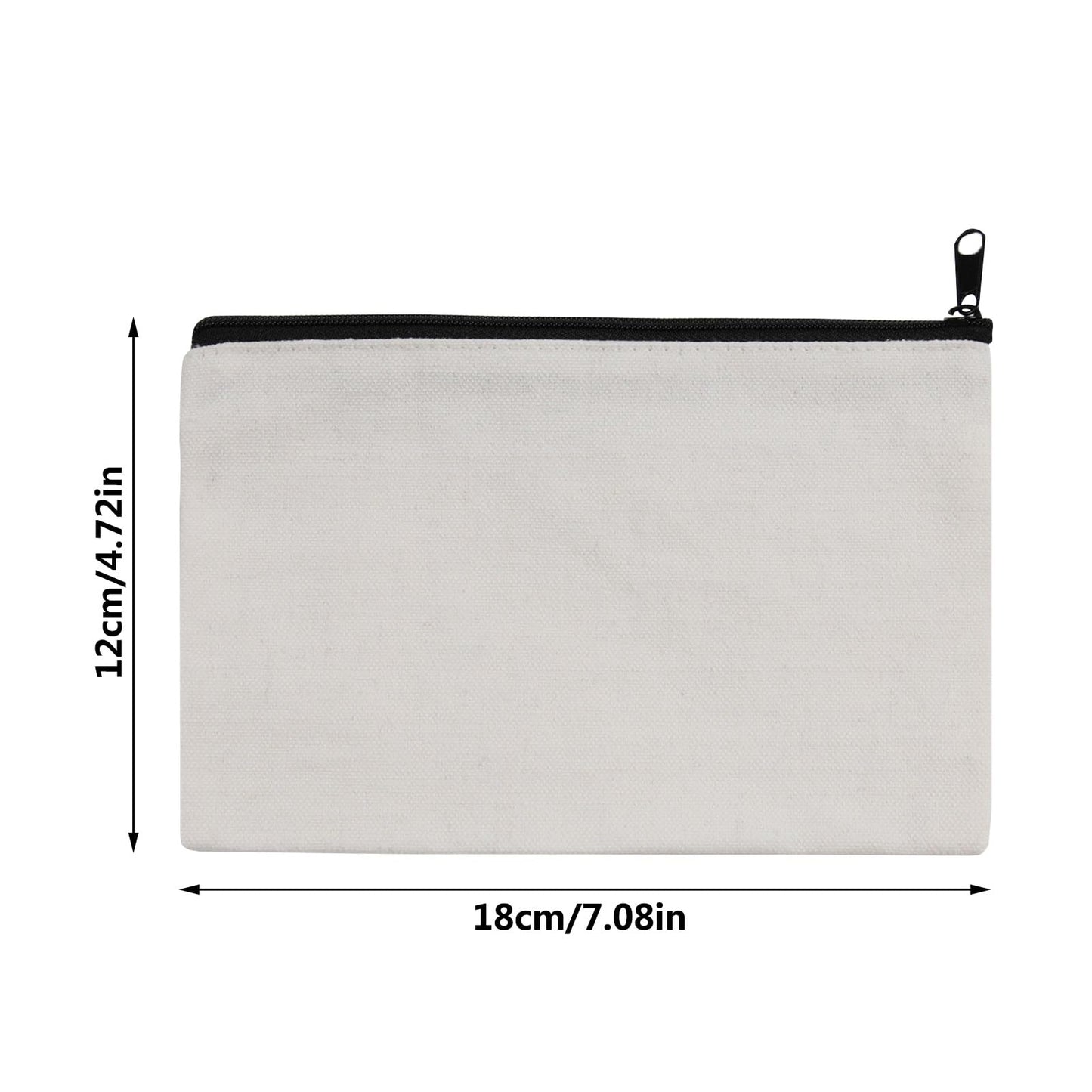 15 pcs Sublimation Blanks Makeup Bags Bulk, Black Zipper Canvas Pencil Bag,Polyester Tote Bags for Sublimation DIY Craft