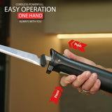 BEHNKE Professional Cordless Rechargeable Electric Knife with 4 Serrated Blades and Safety Lock Trigger Release, Perfect for Carving Meats, Poultry, Bread – Black BEHNKE