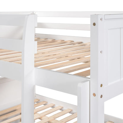 Harper & Bright Designs Full Bunk Bed with Trundle - Sturdy Solid Wood, Safety Guard Rails, and Versatile Design in White - WoodArtSupply