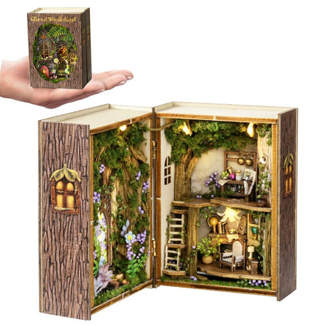 Mini 3D Wooden Doll House Craft Model with LED,DIY Miniature and Furniture Dollhouse Kit,Creative Room Idea for Valentine's Day Birthday Gift (Forest Wonderland) Montidey