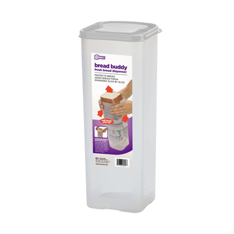 Buddeez Bread Buddy Bread Box – Fresh Bread Storage Container, Plastic Sandwich Bread Dispenser, White Lid, Pack of 1 Buddeez