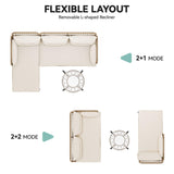 YITAHOME L-Shaped Patio Furniture Outdoor Loveseat Sectional Set for Backyard, Porch with Thick Cushions Detachable Lounger, Side Table (Light Brown+Beige) YITAHOME
