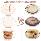 AerWo Natural Wood Slices Christmas Ornaments, 50 Pcs 2.7-3.1 Inches Small Wood Slices with Holes, Round Plain Wooden Circle Ornaments Blanks for DIY Crafts Unfinished Xmas Wooden Ornaments AerWo