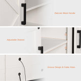 WAMPAT Farmhouse TV Stand Modern Sliding Barn Door Entertainment Center for TVs Up to 75 inch, Wood TV Media Console Table Cabinet Storage for Living Room White WAMPAT