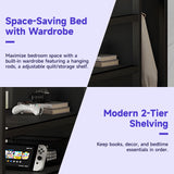 Full Size Metal Loft Bed Heavy-Duty Loft Bed Frame, LED Loft Bed Frame with L Shaped Desk, Wardrobe, Storage Stairs, Charging Station & Safety Guard for Kids Girls Boys, Space-Saving/Noise Reduced NicBex