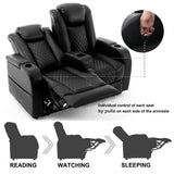 AZXZCS RV Loveseat Recliner, Wall Hugger Recliners Sofa PU Leather with Removable Armrests and Pillows for RVs, Living Rooms, and Home Theaters (Brown, Row of 2) AZXZCS